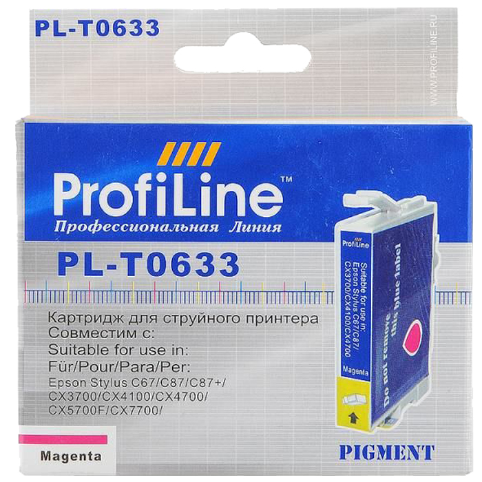 

Картридж струйный ProfiLine PL-0633-M (633), пурпурный, совместимый, 250 страниц, для Epson C67/C87/CX3700/CX4100/CX4700