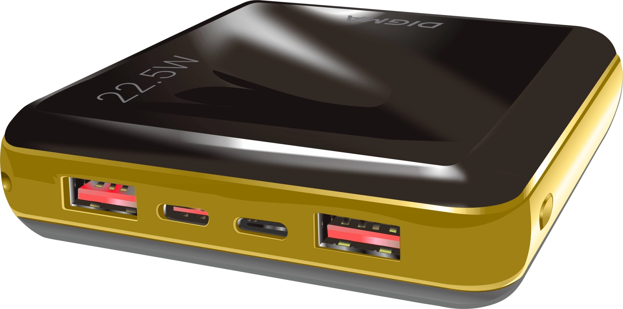 

Портативный аккумулятор (Powerbank) Digma DGPF10D, 10000 мА·ч, 3xUSB, 5А, Type-C, QC, PD, черный/золотой (DGPF10D22PBK), DGPF10D