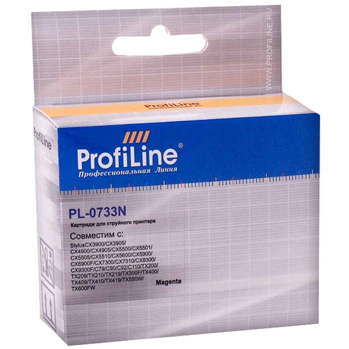 

Картридж струйный ProfiLine PL-0733N-M (0733N), пурпурный, совместимый, 270 страниц, для Epson CX3900/C79/C90/C92/C110/T10/TX200/TX209/TX400/TX409