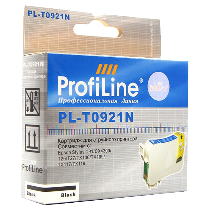 

Картридж струйный ProfiLine PL-0921N-Bk (0921N), черный, совместимый, 495 страниц, для Epson C91/CX4300/TX106/TX109/TX117/TX119/T26/T27
