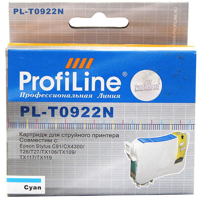 

Картридж ProfiLine PL-0922N-C для Epson StylusC91/CX4300/TX106/TX109/TX117/TX119/T26/T27 Cyan