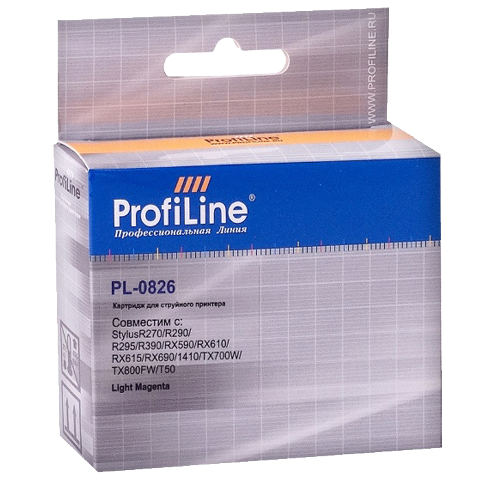 

Картридж ProfiLine PL-0826-LM для Epson StylusR270/R290/R295/R390/RX590/RX610/RX615/RX690/1410/TX700W/TX800FW/T50 Light Magenta