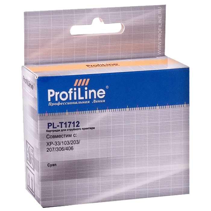 

Картридж струйный ProfiLine PL-T1712 (T1712), голубой, совместимый, 450 страниц, для Epson XP-33/103/203/207/303/306/313/406