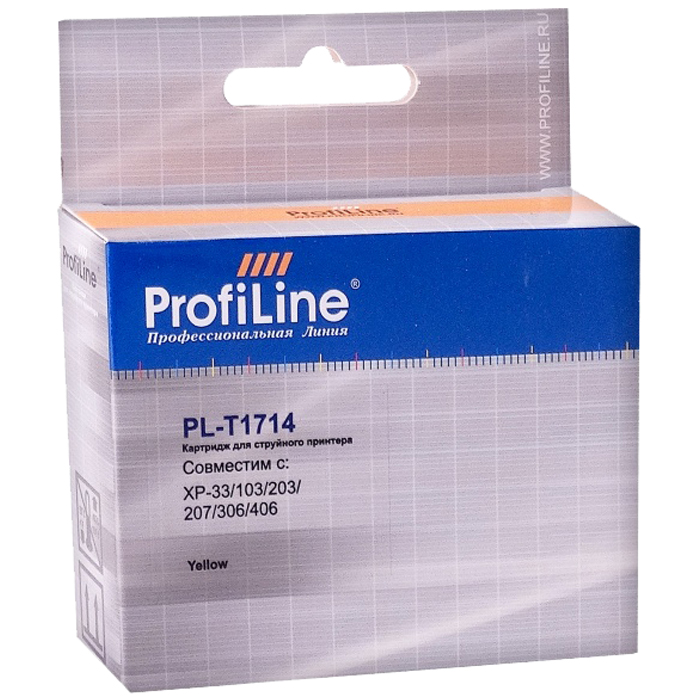 

Картридж струйный ProfiLine PL-T1714 (T1714), желтый, совместимый, 450 страниц, для Epson XP-33/103/203/207/303/306/313/406