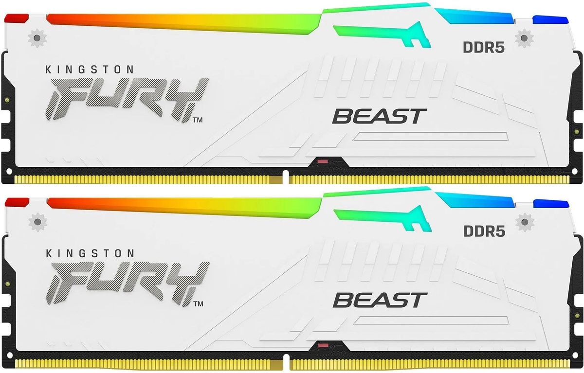 

Комплект памяти DDR5 DIMM 64Gb (2x32Gb), 6400MHz, CL32, 1.4V, Kingston FURY Beast White RGB (KF564C32BWAK2-64) Retail, KF564C32BWAK2-64