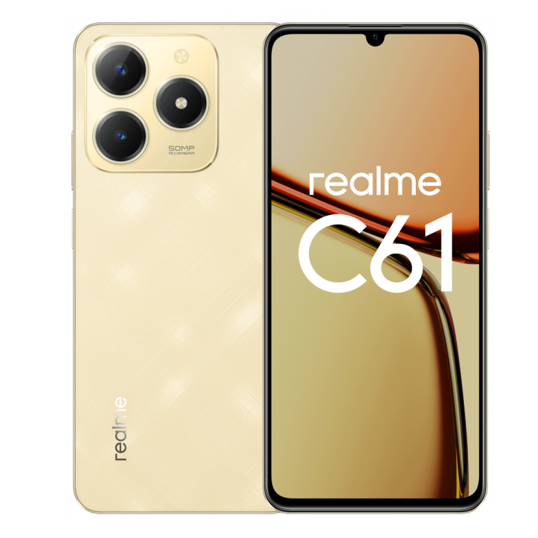 

Смартфон Realme C61, 6.74" 1600x720 IPS, Unisoc T612, 6Gb RAM, 128Gb, 3G/4G, Wi-Fi, BT, 2xCam, 2-Sim, 5000 мА⋅ч, USB Type-C, Android 14, золотистый (C61_RMX3930_Gold 6+128), C61