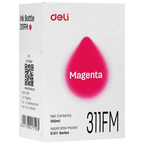 

Чернила Deli, 100 мл, пурпурный, оригинальные для Deli D311NW (311FM)