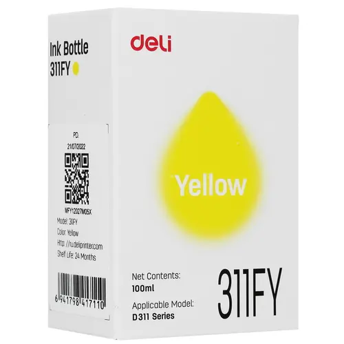 

Чернила Deli, 100 мл, желтый, оригинальные для Deli D311NW (311FY)