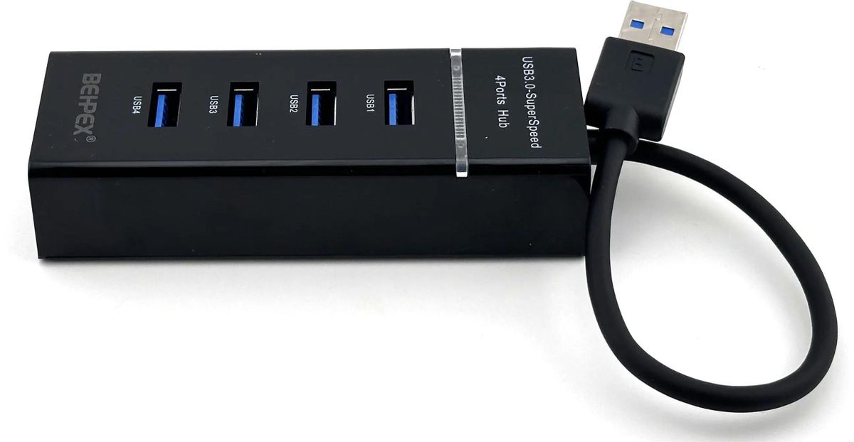 

USB-концентратор Behpex BHP-P104, 4xUSB 3.0, черный (BHP-P104), BHP-P104