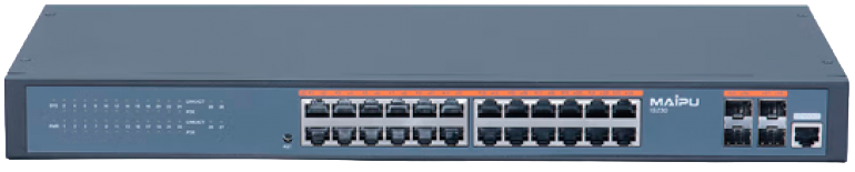 

Коммутатор Maipu IS230-28TP-AC, управляемый, кол-во портов: 24x1 Гбит/с, кол-во SFP/uplink: SFP 4x1 Гбит/с, установка в стойку, PoE: 24x30 Вт (макс. 380 Вт) (IS230-28TP-AC), IS230-28TP-AC