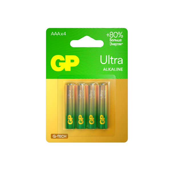 

Батарейка GP Ultra Alkaline, AAA (LR03), 1.5V, 4 шт. (GP 24AUA21-2CRSBC4 40/320)