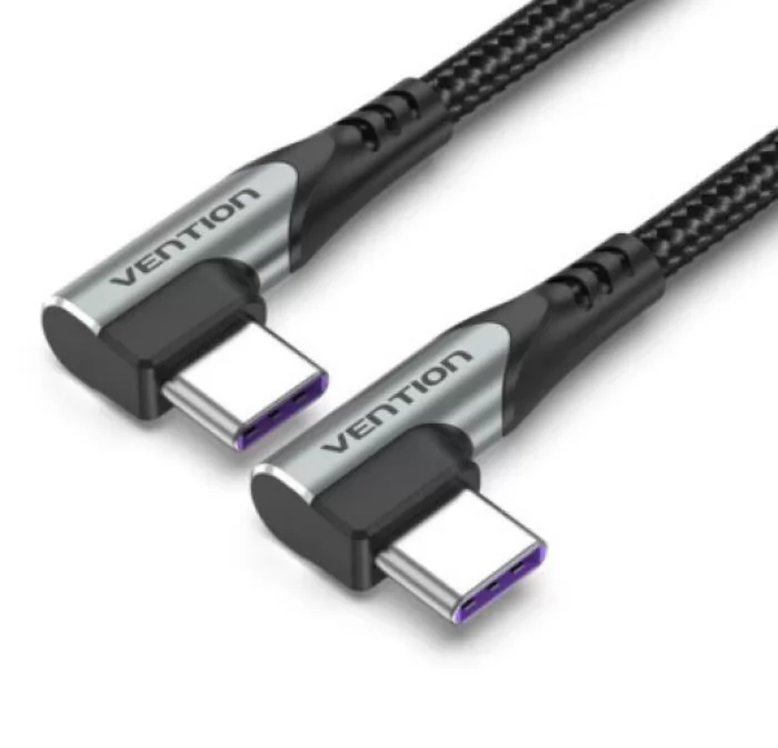 

Кабель USB Type-C-USB Type-C, угловой/угловой, быстрая зарядка, 5А, 100 Вт, 1 м, серый, Vention (TANHF)