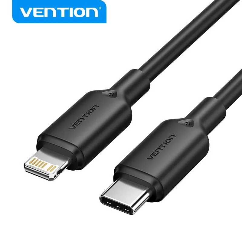 

Кабель USB Type-C-Lightning 8-pin, быстрая зарядка, 3А, 20 Вт, 1 м, черный, Vention (LAKBF)
