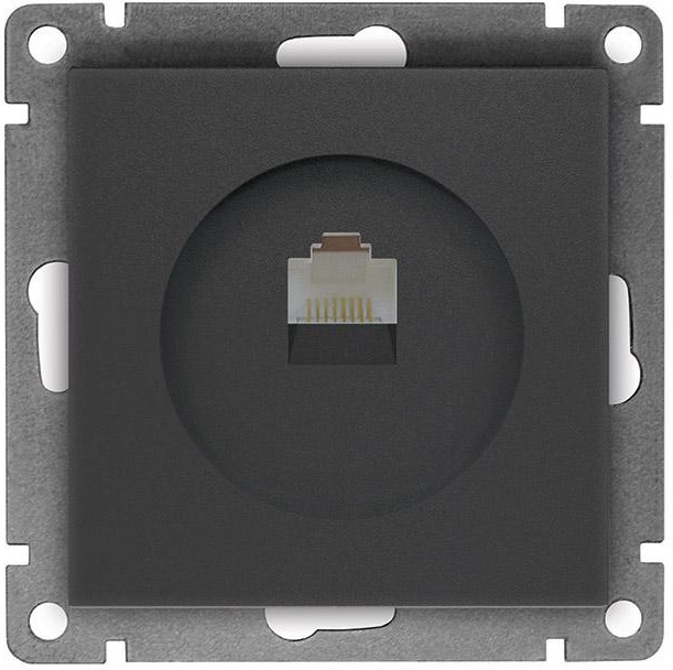 

Розетка RJ-45 скрытый монтаж категория 5e, IP20, графит, Universal Афина (A0051-Gr)