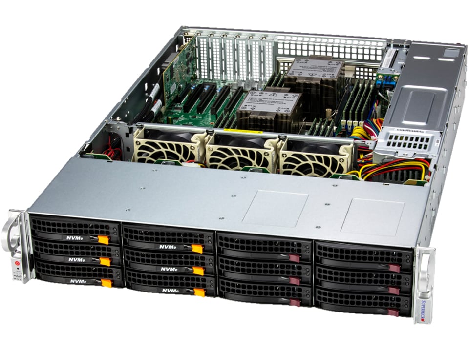 

Сервер Supermicro 621E-ACR12H, 2xIntel Xeon Gold 6448Y (up2), 4x64Gb RAM, noHDD + 1x480Gb M.2 NVMe SSD, 12x3.5" HS, AOC-S3916L-H16IR-32DD, noDVD, 2x10GLAN, IPMI, 2x1200 Вт (up2), 2U (SSG-621E-ACR12H.), 621E-ACR12H