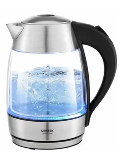 

Чайник электрический Centek CT-0012 1.7л. 2.2 кВт, металл/стекло, черный/серебристый (CT-0012), CT-0012