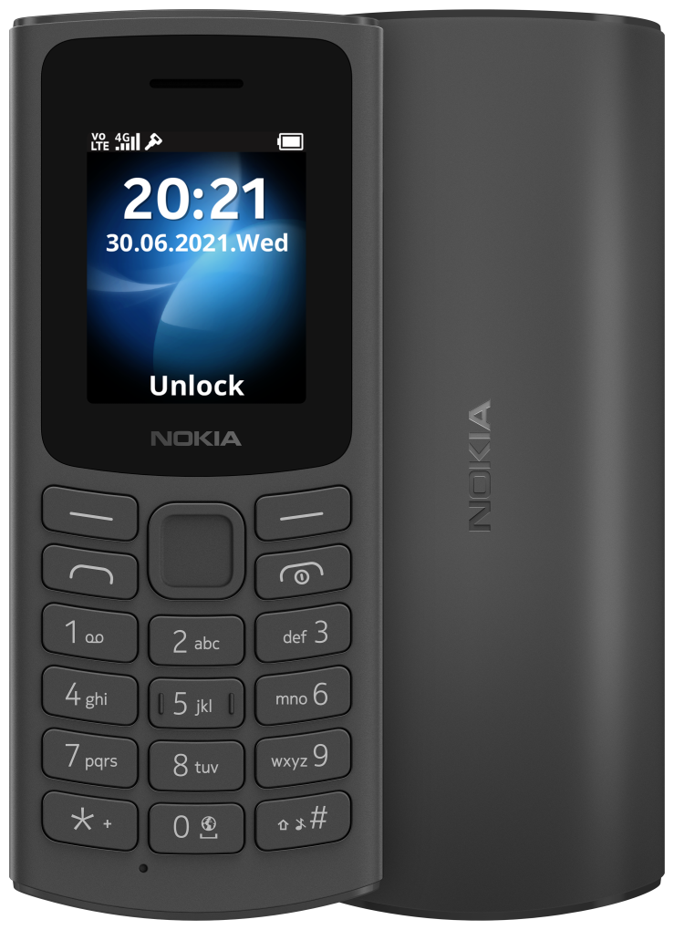 Мобильный телефон Nokia 105 TA-1557 DS, 1.8" 160x128 TFT, 2-Sim, 1000 мА·ч, micro-USB, темно-серый (1GF019CPA2C02) б/у, минимальные следы эксплуатации, полный комплект