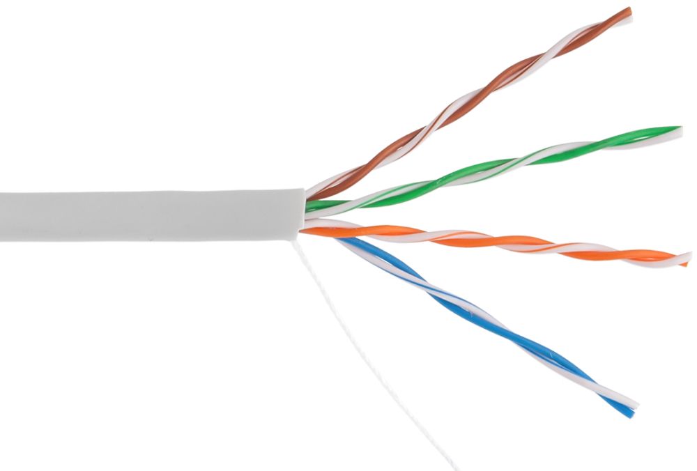 Витая пара UTP кат.5e, 4 пары, CU, 0.51 мм, 305м., внутренний, одножильный, PVC, серый, BION (BCL-U5510-181)