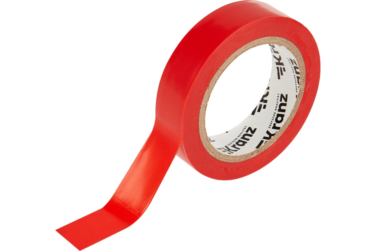 Изолента Kranz, 130 мкм/15 мм/10 м, красная
