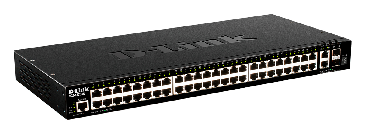 

Коммутатор D-Link DGS-1520-52, управляемый, кол-во портов: 48x1 Гбит/с SFP+ 2x10, кол-во SFP/uplink: RJ-45 2x10 Гбит/с, установка в стойку (DGS-1520-52/A1A), DGS-1520-52