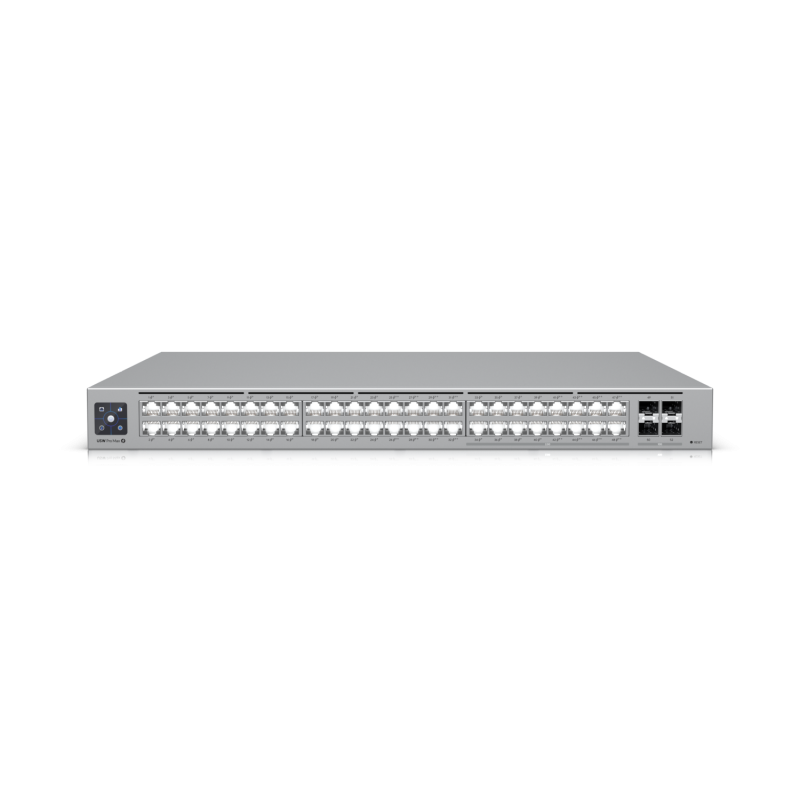 Коммутатор Ubiquiti UniFi Switch Pro Max 48, управляемый, кол-во портов: 48x1 Гбит/с, кол-во SFP/uplink: SFP+ 4x10 Гбит/с, установка в стойку (USW-Pro-Max-48)
