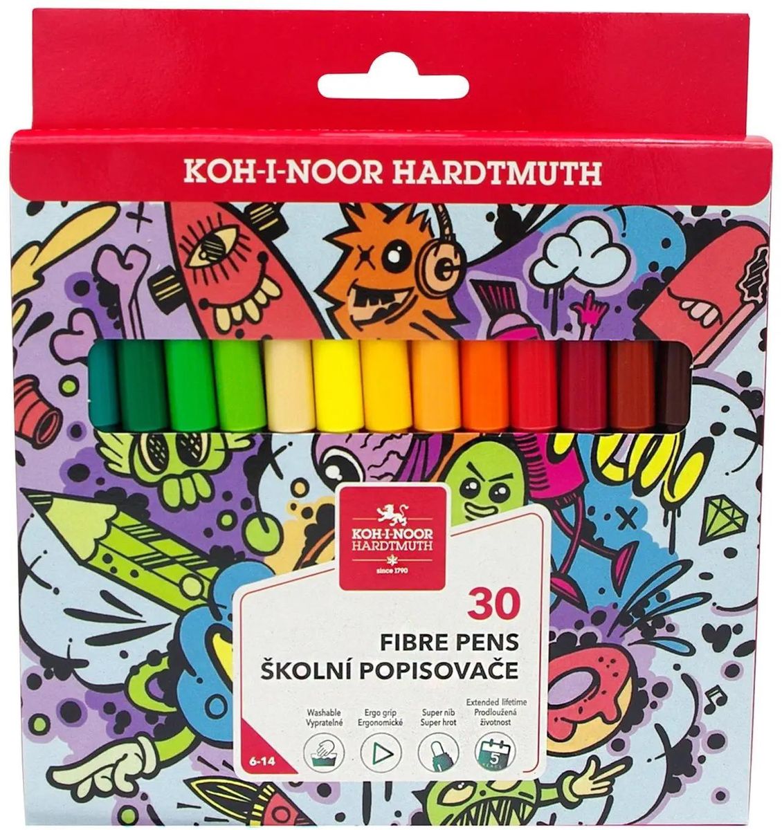 Фломастеры смываемые Koh-I-Noor Teenage 1002, 30 шт