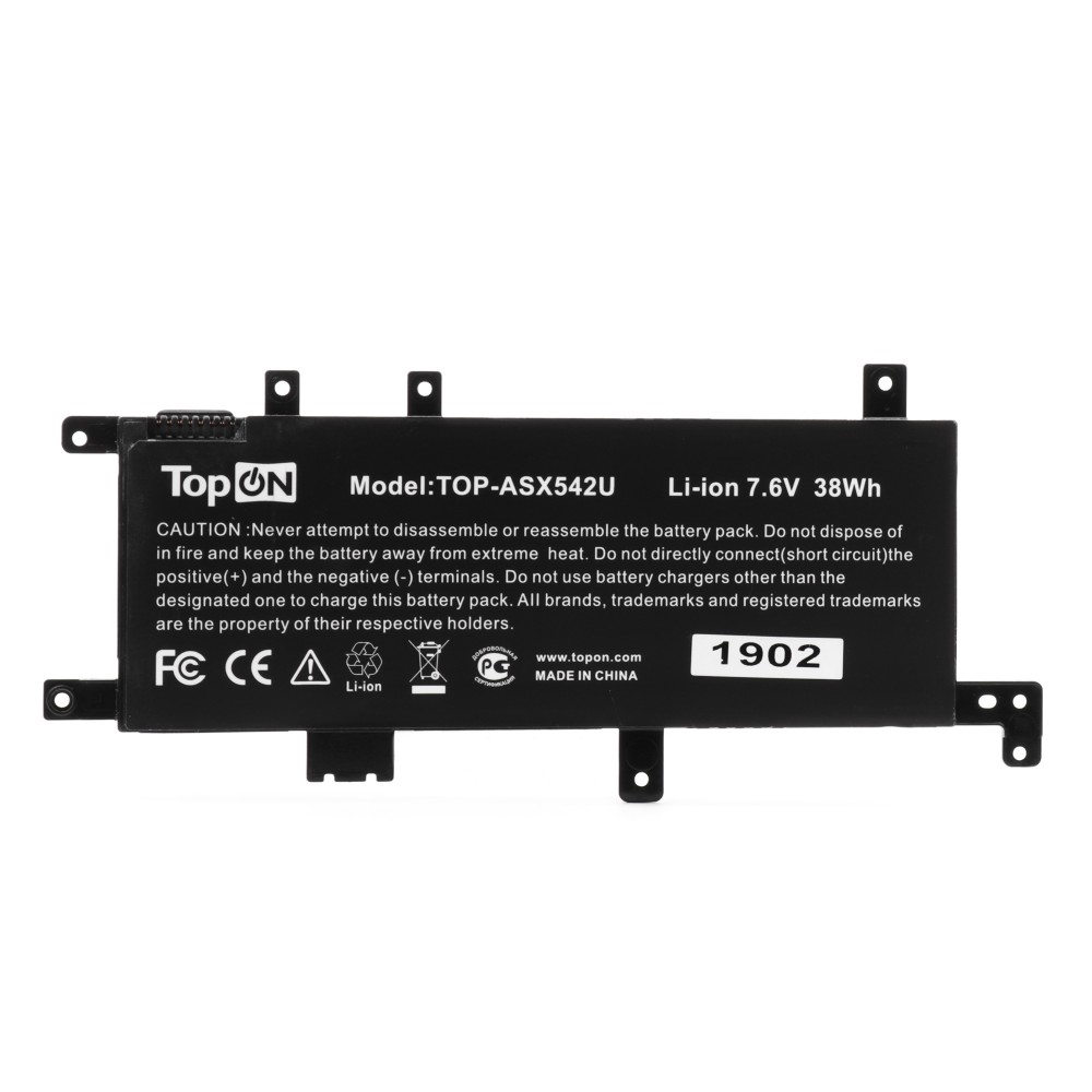 

Аккумуляторная батарея TopON TOP-ASX542U для Asus, 7.6V, 4.84 А·ч, 38Wh, черный (TOP-ASX542U), TOP-ASX542U