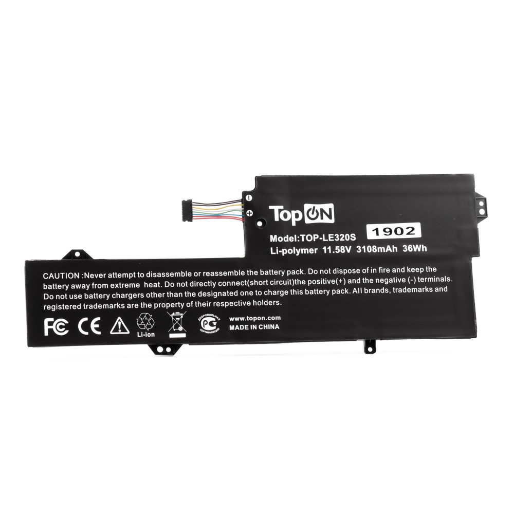 

Аккумуляторная батарея TopON TOP-LE320S для Lenovo, 11.6V, 3.11 А·ч, 36Wh, черный (TOP-LE320S), TOP-LE320S