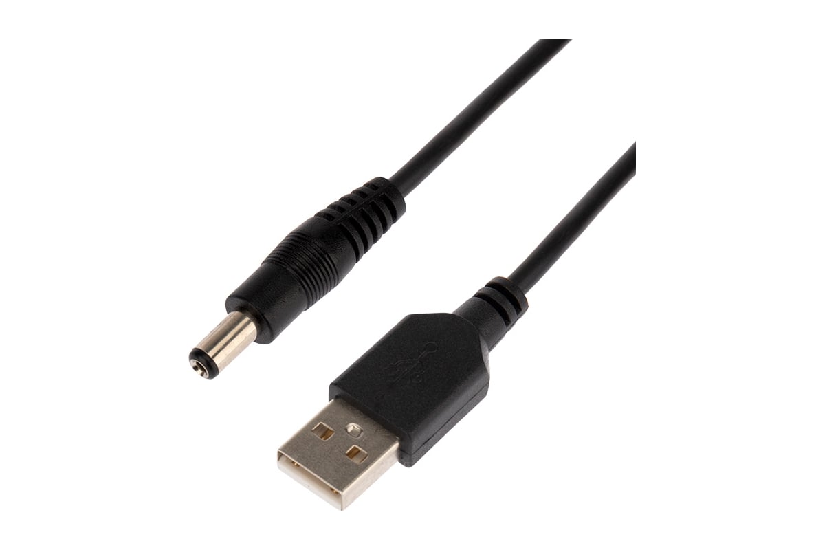 

Кабель USB 2.0(Am)-DC 5.5x2.1mm, 1.5 м, черный, REXANT (18-0231)