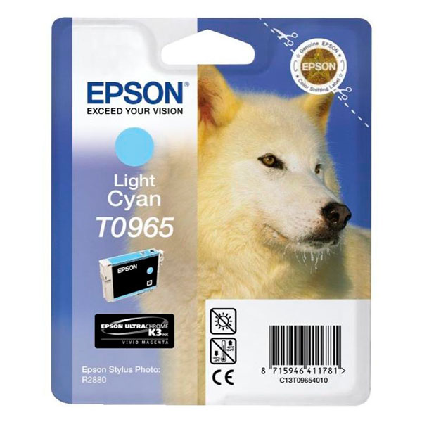 

Картридж струйный Epson T0965 (C13T09654010), светло-голубой, оригинальный, ресурс 865 страниц, для Epson Stylus Photo R2880, T0965