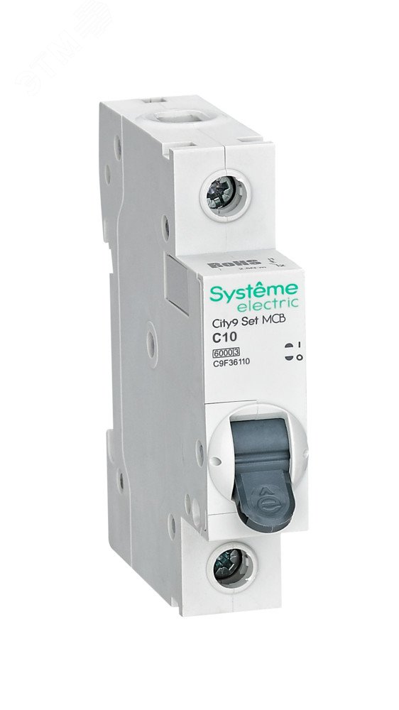 

Выключатель автоматический Systeme Electric ВА МОД City9 Set однополюсный (1P/1П) 10А C 6 kA (C9F36110), ВА МОД