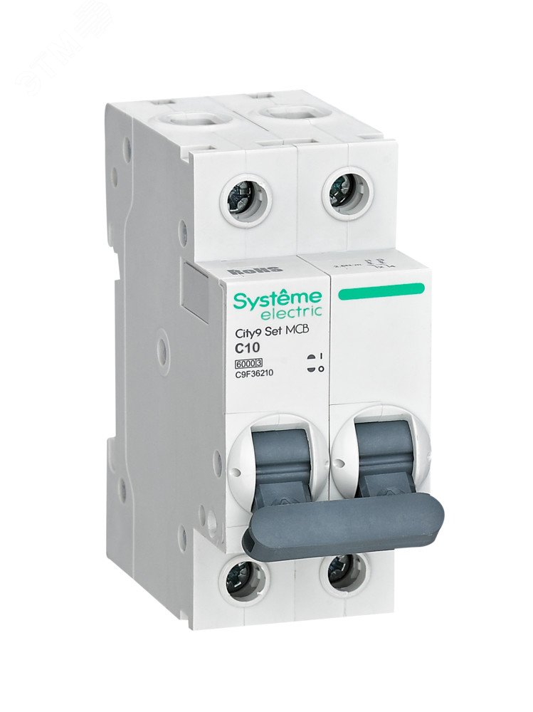 

Выключатель автоматический Systeme Electric ВА МОД City9 Set двухполюсный (2P/2П) 16А C 6 kA (C9F36216), ВА МОД