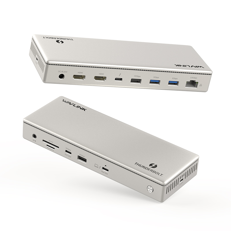 

Док-станция WAVLINK Thunderbolt 4 Three Display 4K@60Hz 13-in-1 Docking Station, 3840x2160 (4K), Thunderbolt 4, серебристый (WL-UTD45), Thunderbolt 4 Three Display 4K@60Hz 13-in-1 Docking Station