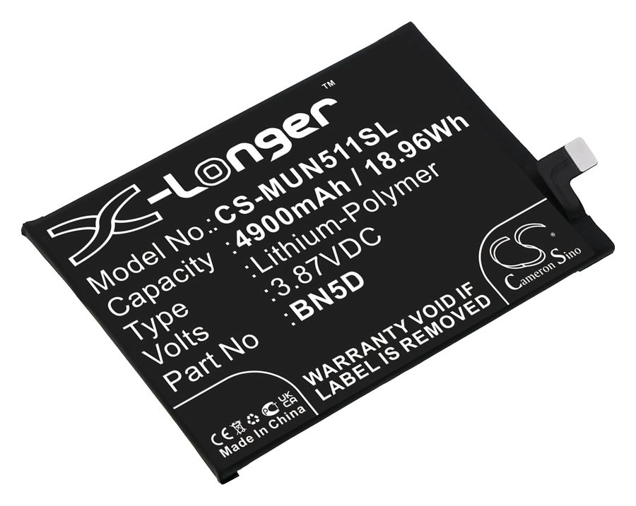 

Аккумулятор CameronSino CS-MUN511SL/BN5D для Xiaomi Redmi Note 11S, note 11S 5G, 3.87V, 4.9 А·ч (CS-MUN511SL), CS-MUN511SL