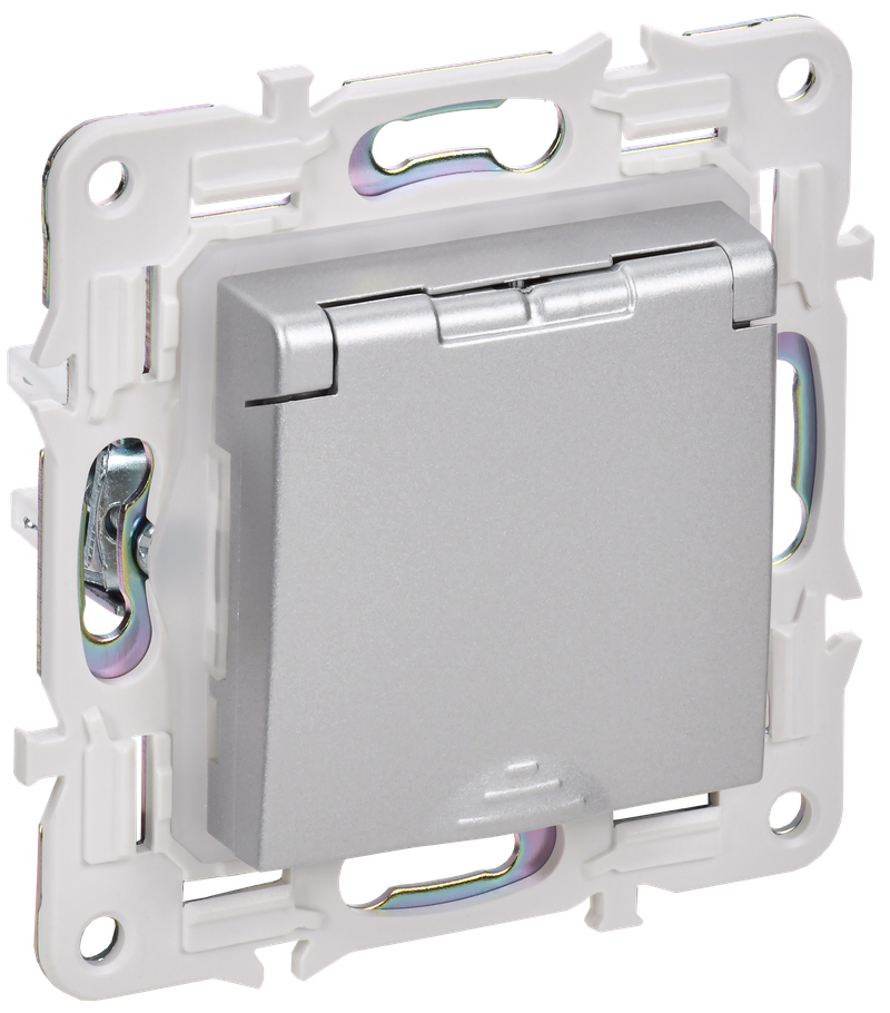 

Розетка IEK SKANDY SK-R11S, скрытый монтаж, однопостовая, с з/к, со шторками, с крышкой, 16А, в сборе, IP44, серебристый, 1 шт. (SK-R16-16-44-K23), SK-R11S