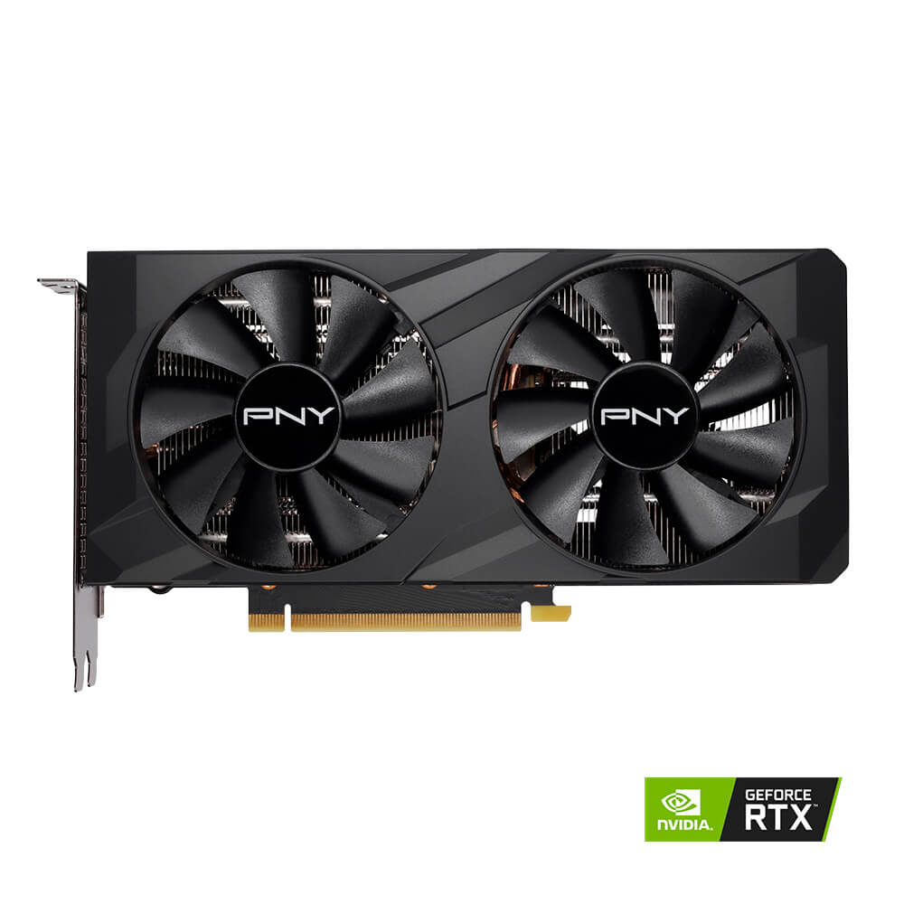 

Видеокарта PNY NVIDIA GeForce RTX 3050 VERTO Dual Fan Edition, 6Gb DDR6, 128 бит, PCI-E, DVI, HDMI, DP, Retail (VCG30506DFXPB1), VERTO Dual Fan Edition