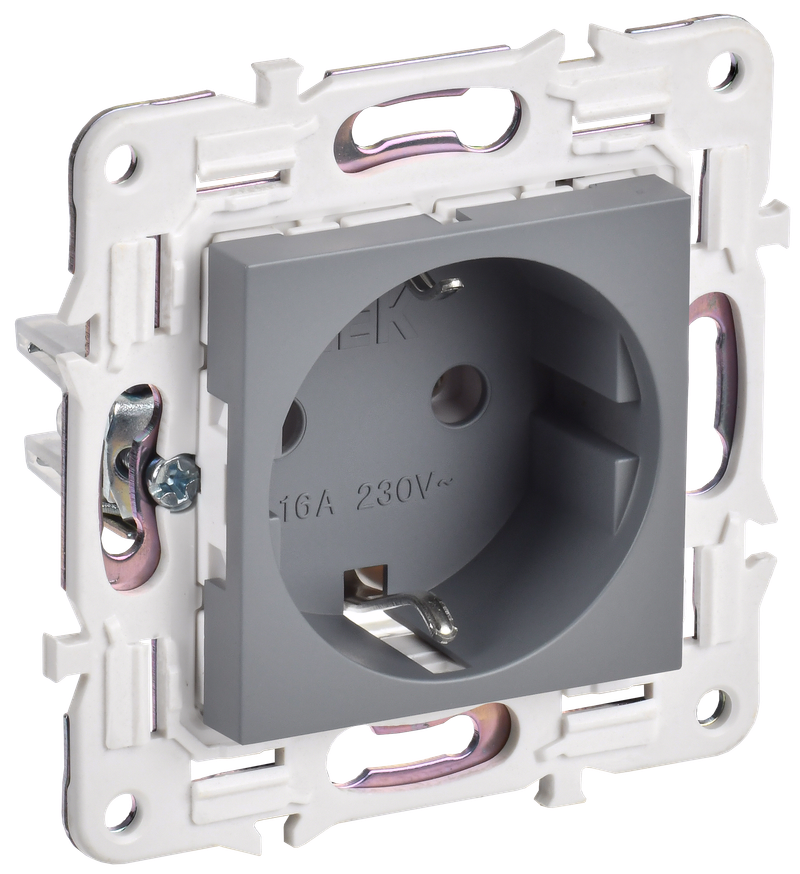 

Розетка IEK SKANDY SK-R05Gr, скрытый монтаж, однопостовая, с з/к, 16А, механизм розетки с накладкой, IP20, серый, 1 шт. (SK-R11-16-K03), SK-R05Gr