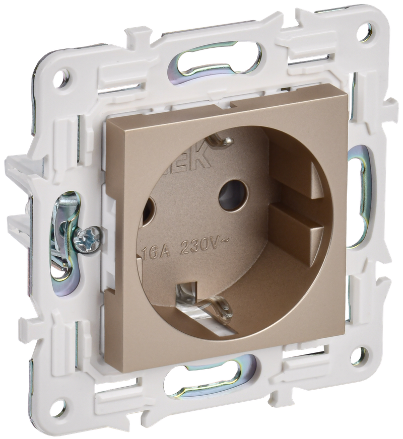

Розетка IEK SKANDY SK-R05Sh, скрытый монтаж, однопостовая, с з/к, 16А, механизм розетки с накладкой, IP20, шампань, 1 шт. (SK-R11-16-K37), SK-R05Sh