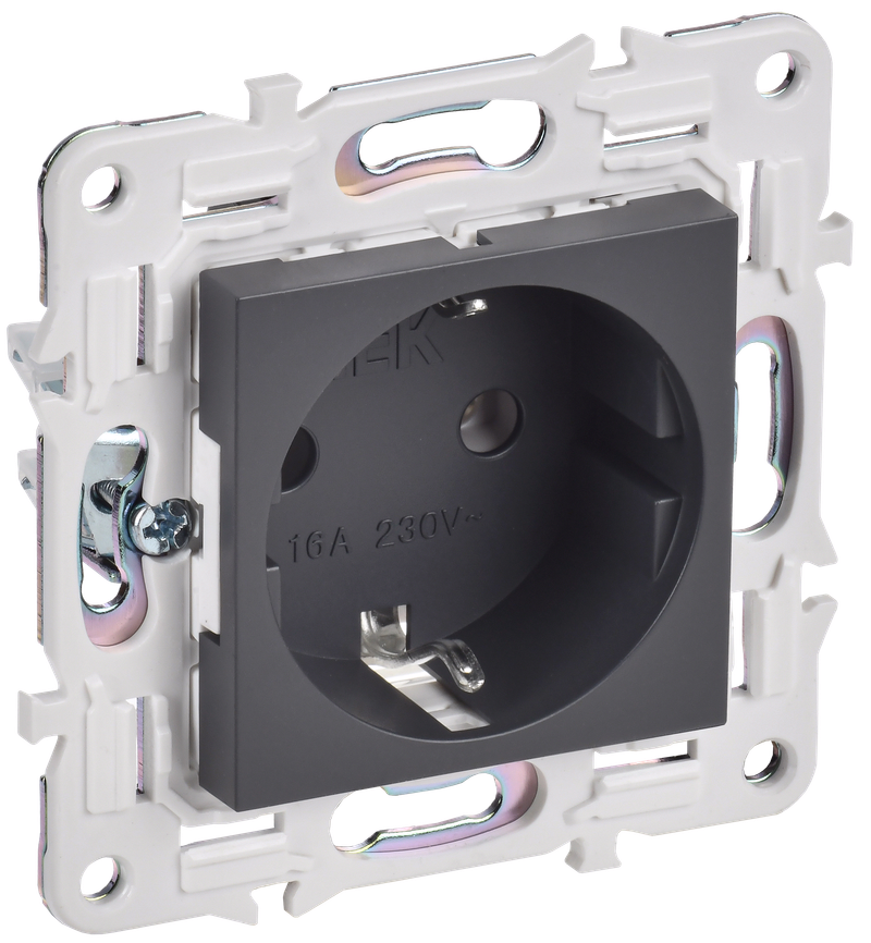 

Розетка IEK SKANDY SK-R05T, скрытый монтаж, однопостовая, с з/к, 16А, механизм розетки с накладкой, IP20, титан, 1 шт. (SK-R11-16-K48), SK-R05T