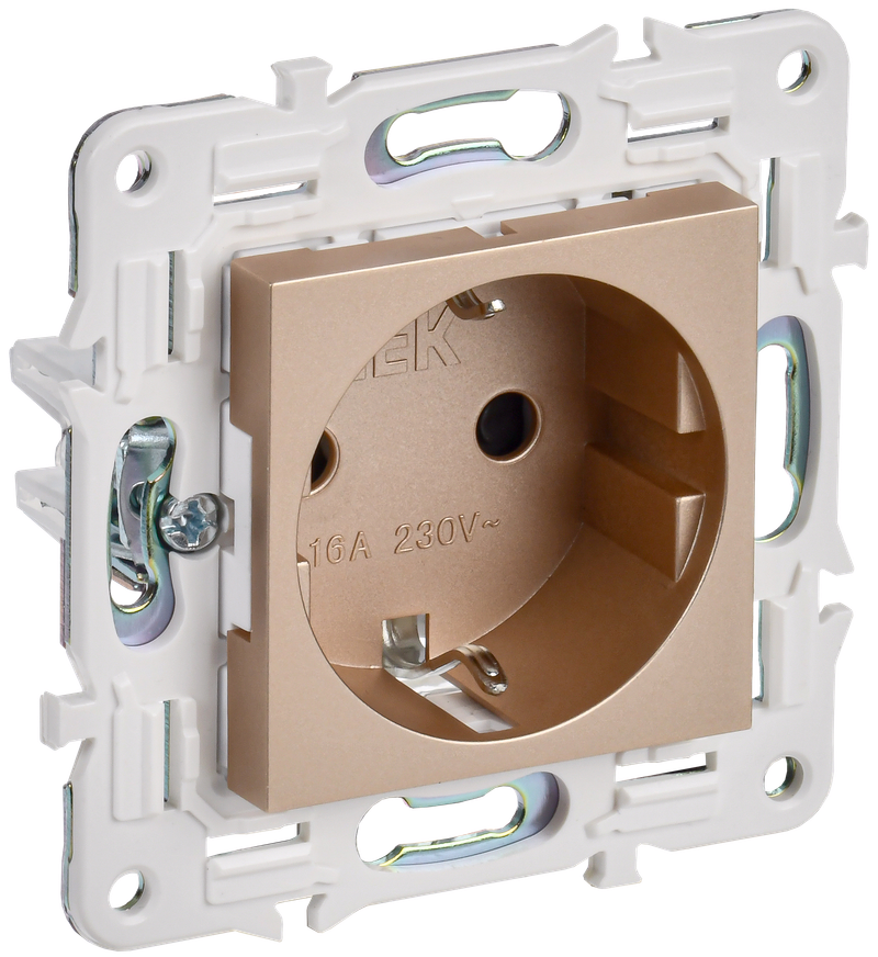 

Розетка IEK SKANDY SK-R04Sa, скрытый монтаж, однопостовая, с з/к, со шторками, 16А, механизм розетки с накладкой, IP20, песочный, 1 шт. (SK-R14-16-K98), SK-R04Sa