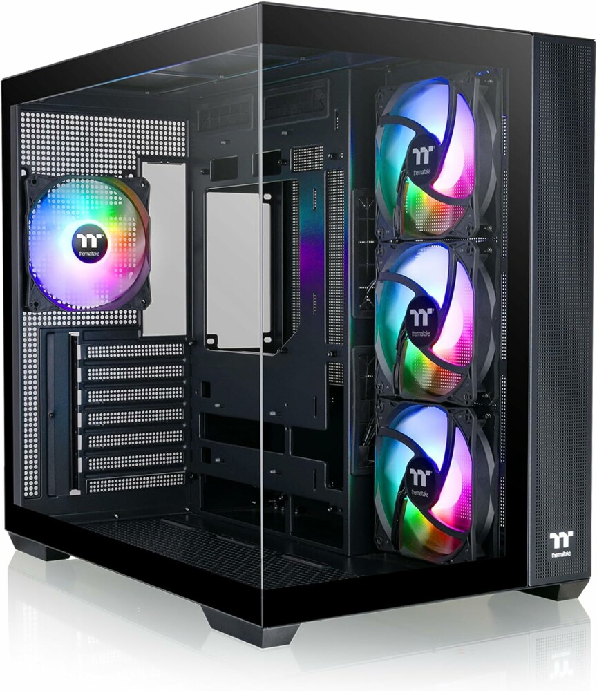 Корпус Thermaltake View 380 TG, ATX, Midi-Tower, 2xUSB 3.0, USB Type-C, RGB подсветка, черный, без БП (CA-1Z2-00M1WN-00)