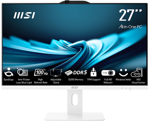 

Моноблок MSI Pro AP272P 14M 27" 1920x1080, Intel Core i5-14400 2.5 ГГц, 8Gb RAM, 512Gb SSD, WiFi, BT, Cam, без ОС, белый, клавиатура, мышь (9S6-AF8322-814), 14M