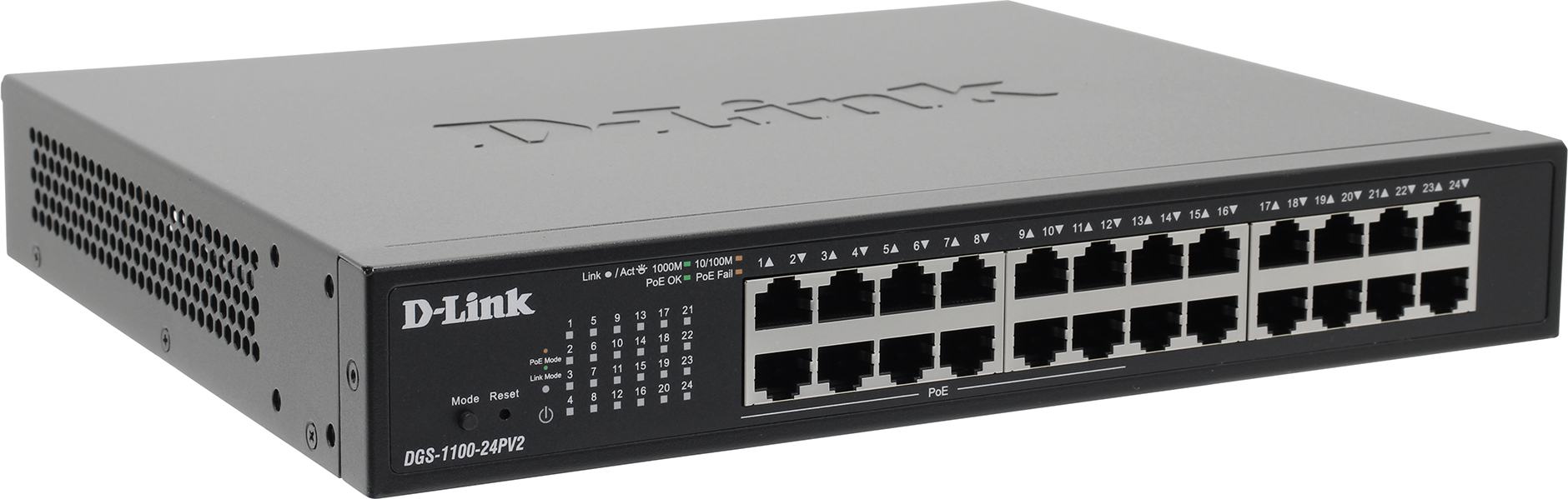 

Коммутатор D-Link EasySmart DGS-1100-24PV2, управляемый, кол-во портов: 24x1 Гбит/с, установка в стойку, PoE: 12x30 Вт (макс. 100 Вт) (DGS-1100-24PV2/A3A), DGS-1100-24PV2
