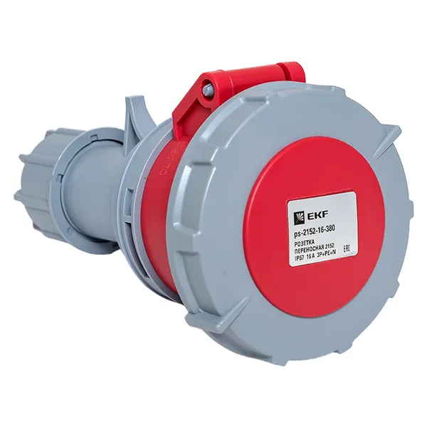 

Розетка EKF PROxima 2152, переносная, однопостовая, с крышкой, 16А, в сборе, IP67, 3P+PE+N, красный, 1 шт. (ps-2152-16-380), 2152