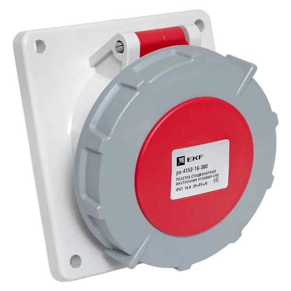 

Розетка EKF PROxima 4152, открытый монтаж, однопостовая, с крышкой, 16А, в сборе, IP67, 3P+PE+N, красный, 1 шт. (ps-4152-16-380), 4152