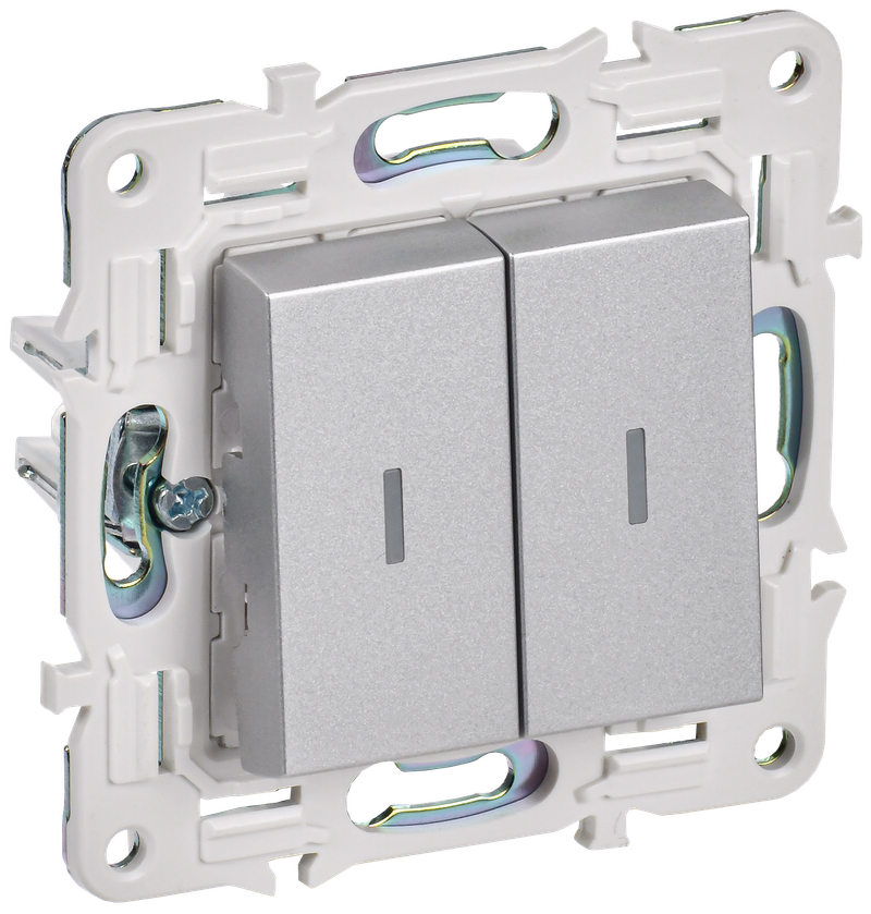 

Выключатель IEK SKANDY SK-V09S, 2кл., скрытый монтаж, механизм с накладкой без рамки, серебристый (SK-V20-1-10-K23), SK-V09S