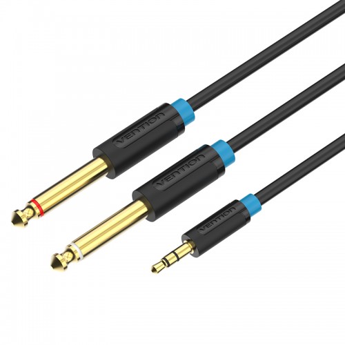 

Кабель Jack 3.5mm(M)-2xJack 6.5mm(M), экранированный, 1 м, черный Vention BACB (BACBF), BACB