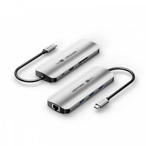 

Док-станция Vention 8-in-1, 3840x2160 (4K), USB Type-C, серый (TQKHB), 8-in-1