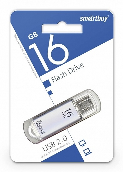 

Флешка 16Gb USB 2.0 SmartBuy V-Cut, серебристый (226151)