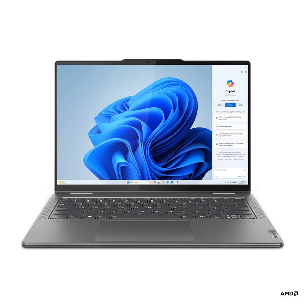 

Ноутбук Lenovo Yoga 7 2-in-1 14AHP9 14" IPS 1920x1200 Touch, AMD Ryzen 7 8840HS 3.3 ГГц, 16Gb RAM, 1Tb SSD, W11, темно-серый (83DK006RRK), 14AHP9